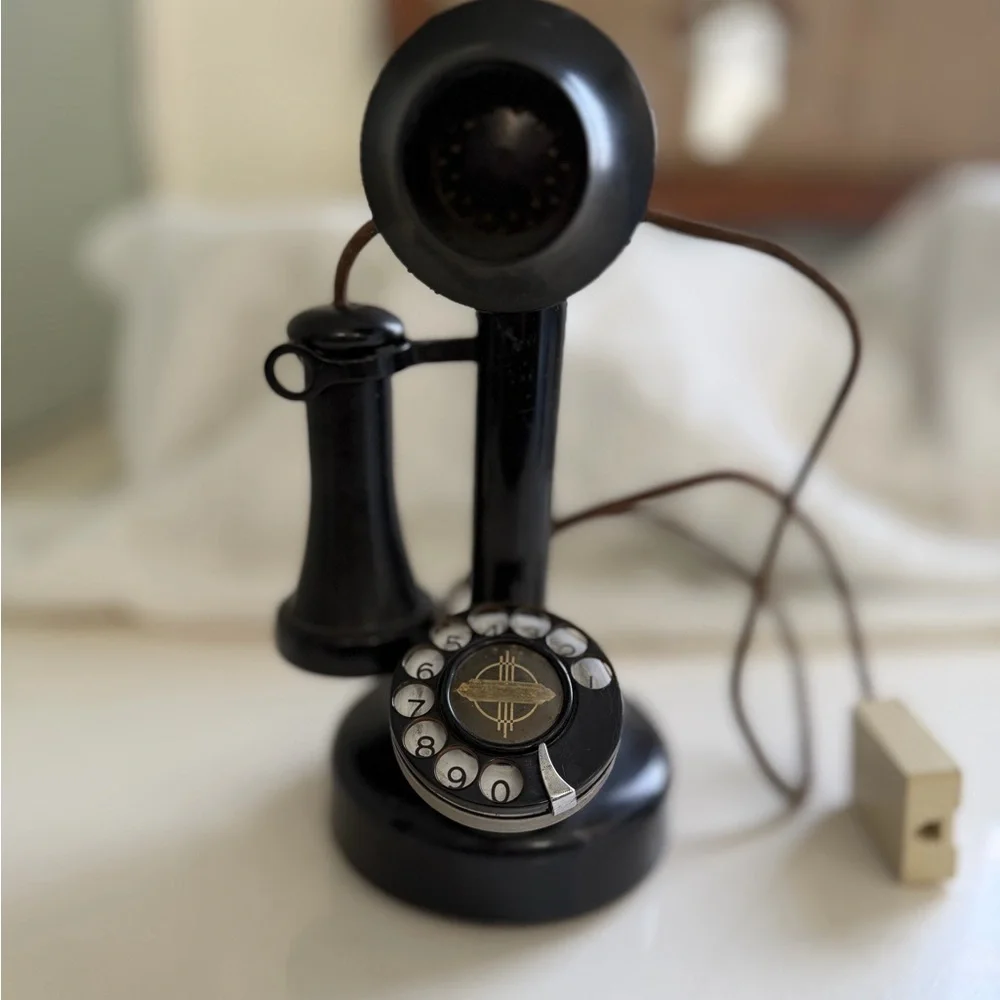 Vintage Black Candlestick  phone Telephone - Picture 3 of 9